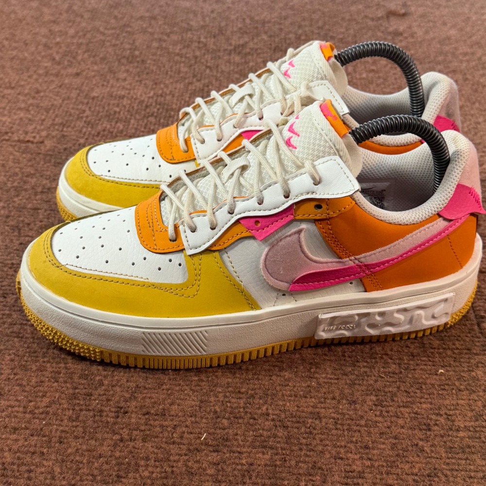 B+ gym Nike Fontanka Air Force 1 Yellow Orange Pink White DX2675-100 Womens 7.5 - Picture 3 of 11